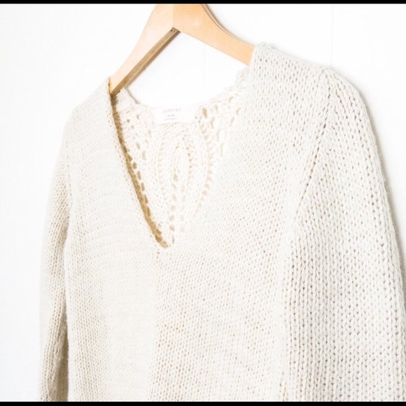 Zara Knit Cream Pointelle Sweater - Picture 3 of 10